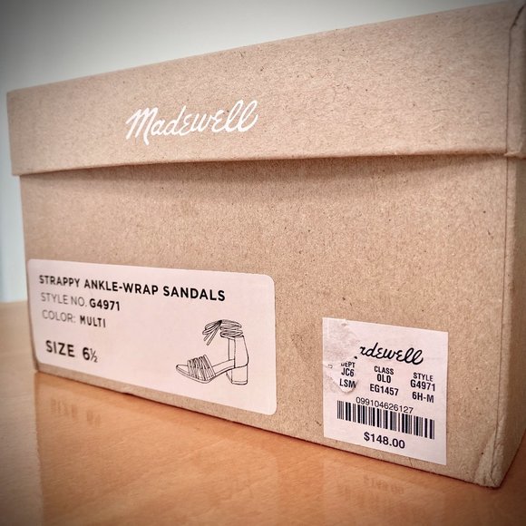 Madewell Strappy Ankle Wrap Leather Heeled Sandals 6.5M - Picture 9 of 9